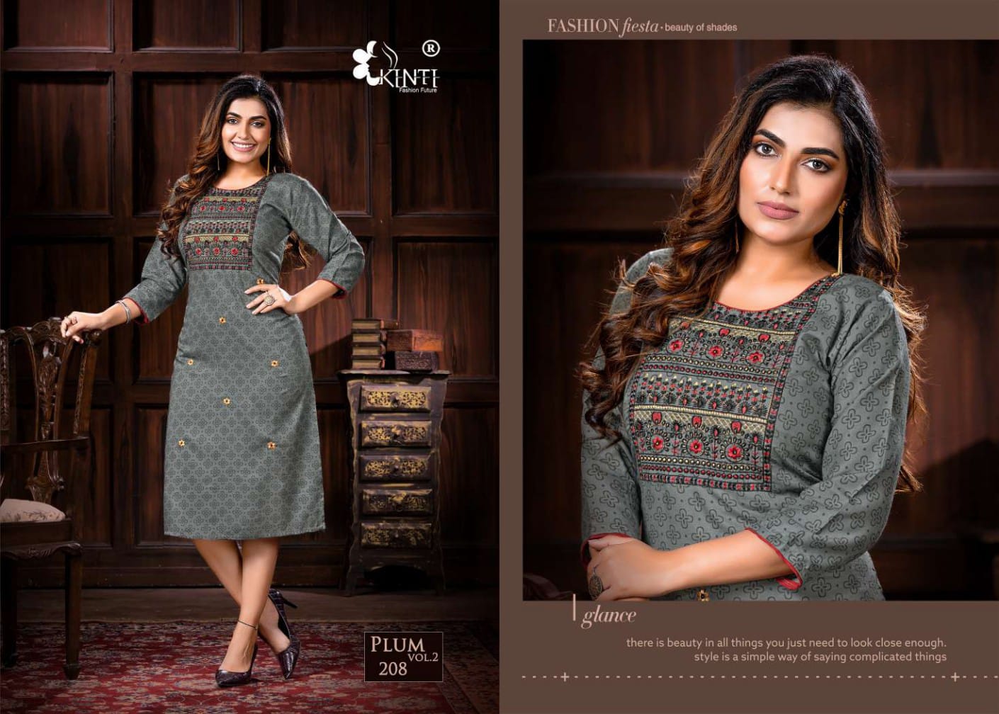 Kinti Plum 2 Rayon Designer Daily Wear Embroidery Kurti Collection